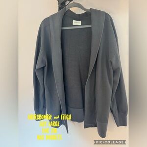 Abercrombie & Fitch Charcoal Open-Front Cardigan